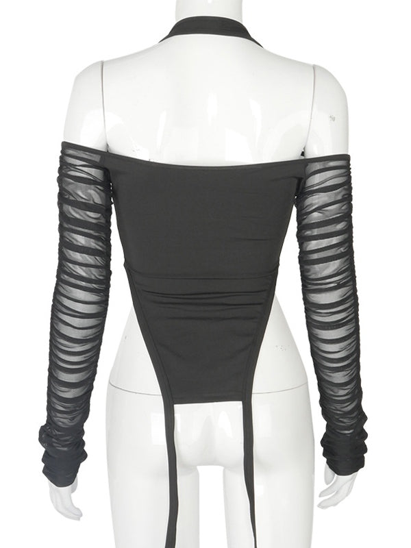 Cold Shoulder Draped Gauze Blouse Mssza