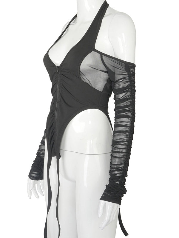 Cold Shoulder Draped Gauze Blouse Mssza