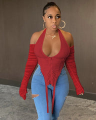 Cold Shoulder Draped Gauze Blouse Mssza