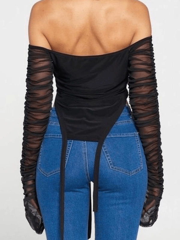 Cold Shoulder Draped Gauze Blouse Mssza
