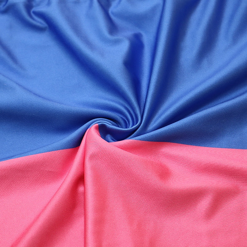 Color Block Long Sleeve Crop Top And Skirt Set Mssza