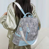 Color Blocking PU Leather Multi-function Anti Theft Leisure Travel Backpack Mssza