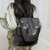 Color Blocking PU Leather Multi-function Anti Theft Leisure Travel Backpack Mssza