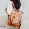 Color Blocking PU Leather Multi-function Anti Theft Leisure Travel Backpack Mssza