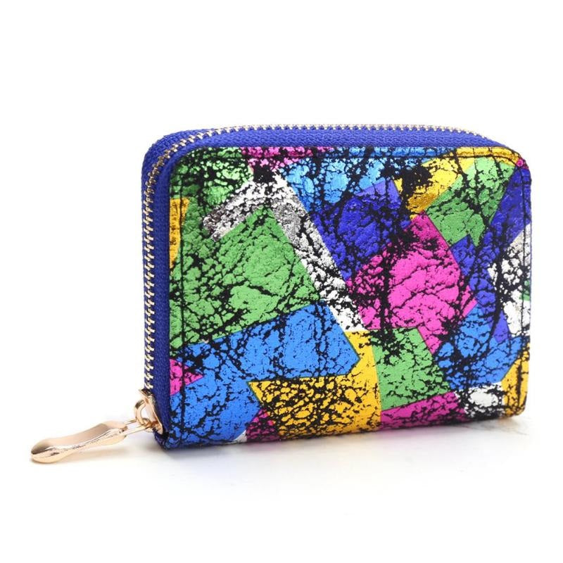 Colorful Clutch PU Leather Card Holder Small Zipper Wallet Mssza