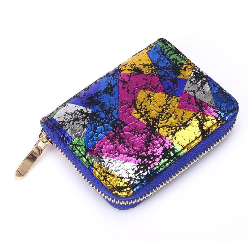 Colorful Clutch PU Leather Card Holder Small Zipper Wallet Mssza