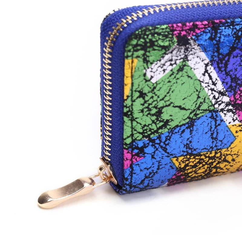 Colorful Clutch PU Leather Card Holder Small Zipper Wallet Mssza
