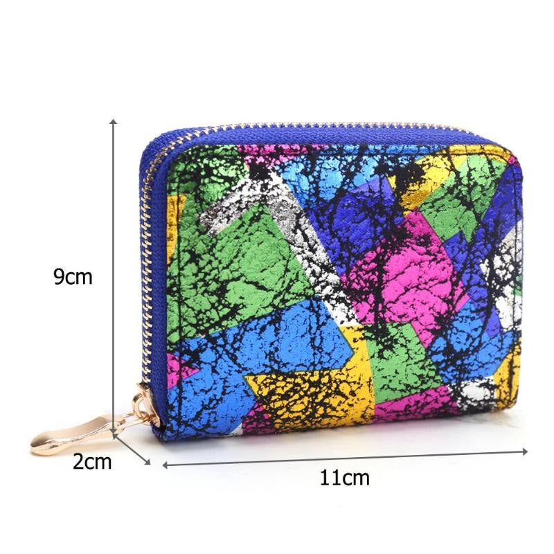 Colorful Clutch PU Leather Card Holder Small Zipper Wallet Mssza
