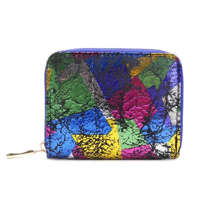 Colorful Clutch PU Leather Card Holder Small Zipper Wallet Mssza