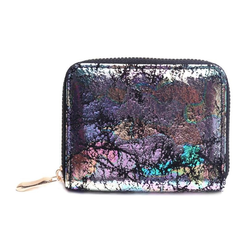 Colorful Clutch PU Leather Card Holder Small Zipper Wallet Mssza