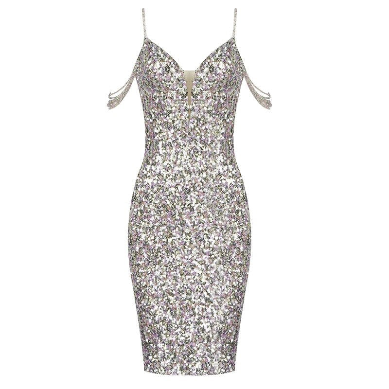 Sequin Crystal Spaghetti Strap Colorful Prom Dresses Mssaz Desses