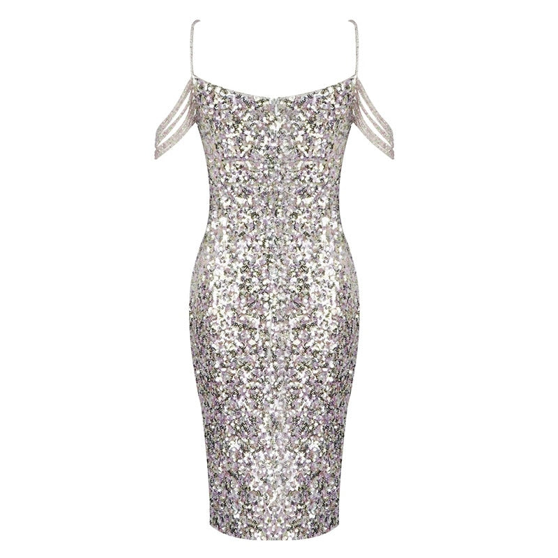 Sequin Crystal Spaghetti Strap Colorful Prom Dresses Mssaz Desses