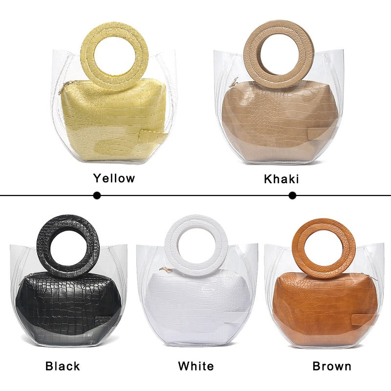Composite Transparent  Casual Handbags Mssza