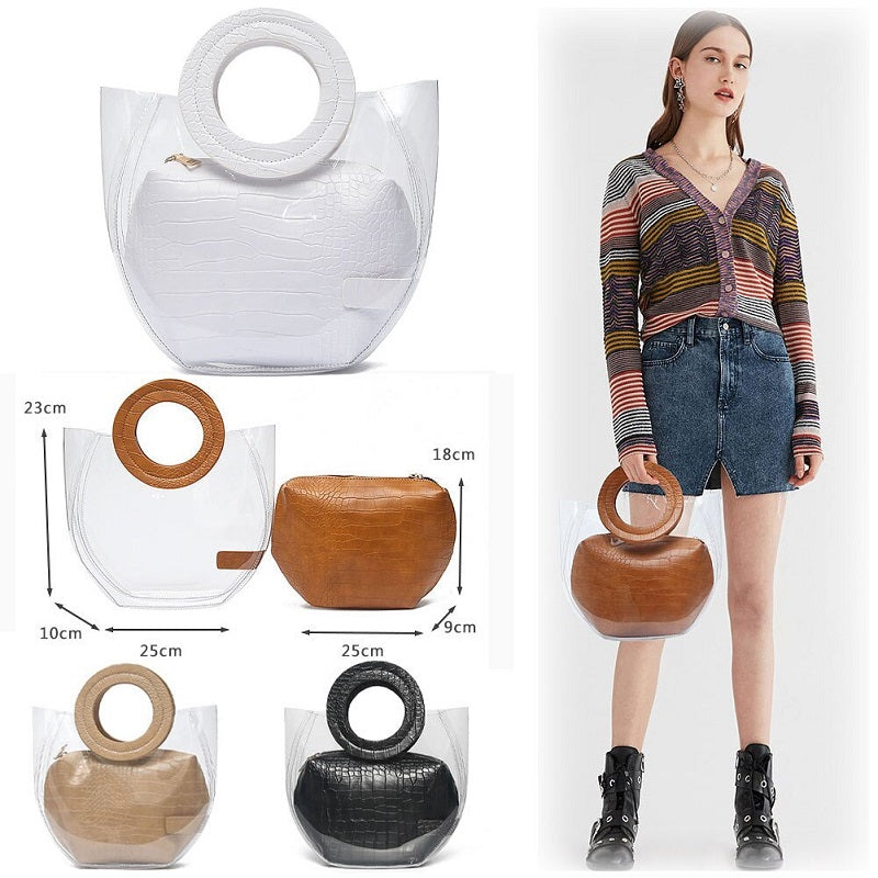 Composite Transparent  Casual Handbags Mssza