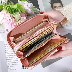 Contrast Color Double Zipper Large Capacity Long Wallet Mssza