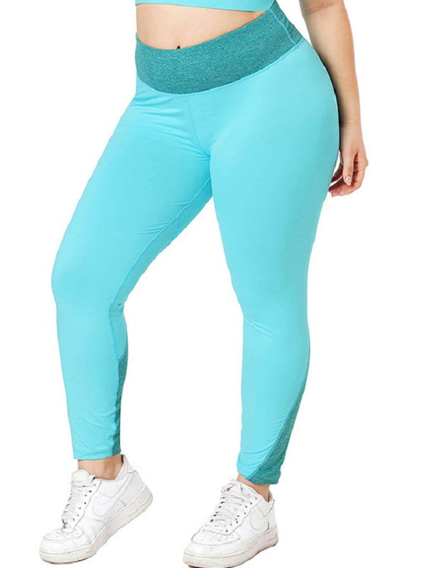 Contrast Color Plus Size Sports Leggings Mssza