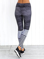 Contrast Color Striped High Waist Yoga Leggings Mssza