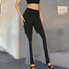 Elegant Contrast Color Vibe Style Design Sense High Waist Straight Pants Mssza