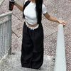 Contrast Lace Stitching Wide Leg Streetwear Low Rise Loose Trousers Mssza