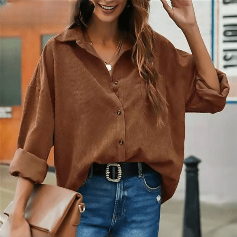 Casual Corduroy Turn-Down Collar Loose Shirt Mssza