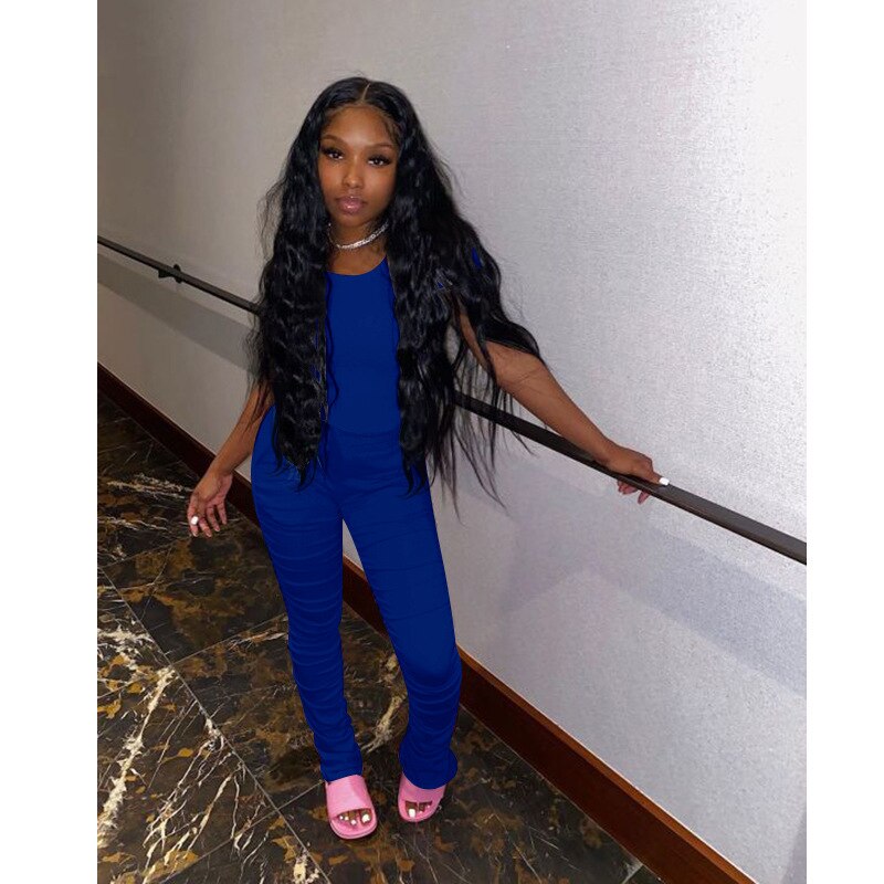 Cotton Crop Top Long Pants Sport Two Piece Set Mssza