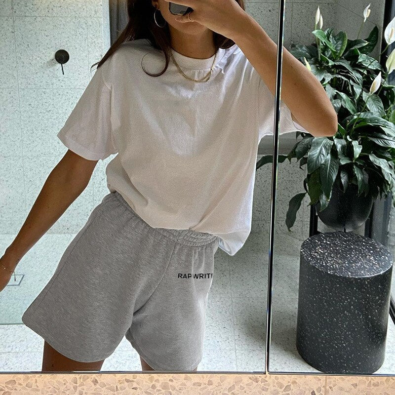 Cotton High Quality Letter Print Shorts Mssza