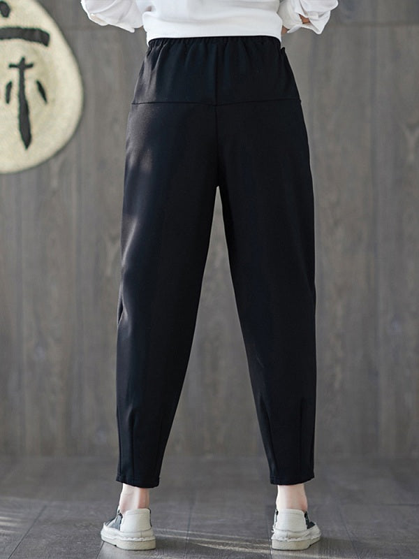 Cotton Trousers Elastic Waist Harem Pants Mssza