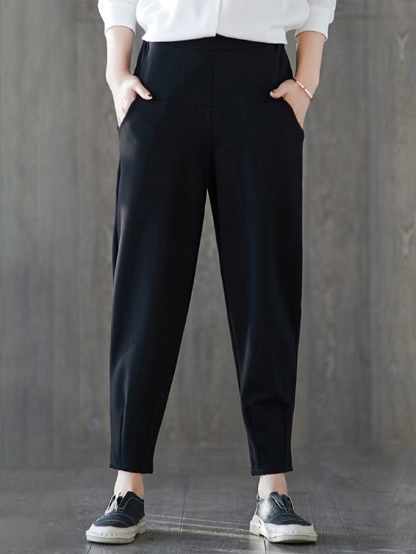 Cotton Trousers Elastic Waist Harem Pants Mssza