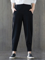 Cotton Trousers Elastic Waist Harem Pants Mssza