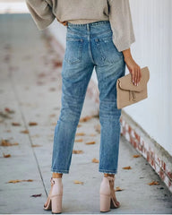 Cowboy High Rise Waist Straight Denim Jeans Mssza