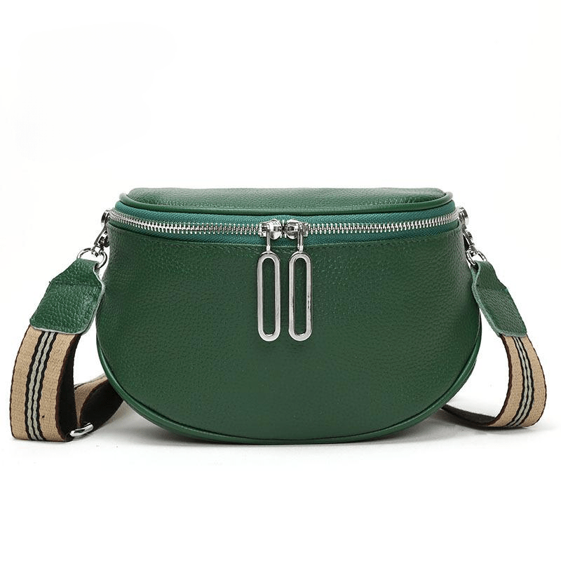 Cowhide Saddle Crossbody Bag Green Retro Casual Women Totes Shoulder Bags 260X90X160mm Mssza