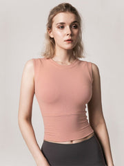 Crew Neck Pure Color Fitted Yoga Tanks Mssza