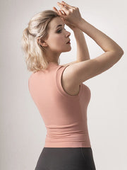 Crew Neck Pure Color Fitted Yoga Tanks Mssza