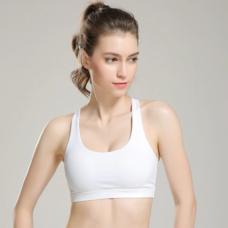 Crisscross Straps Solid Yoga Sports Bra Mssza