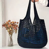 Crochet Tote Hollow Knitted Solid Color Simple Shopping Bag Mssza