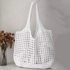 Crochet Tote Hollow Knitted Solid Color Simple Shopping Bag Mssza