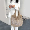 Crochet Tote Hollow Knitted Solid Color Simple Shopping Bag Mssza