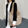 Crochet Tote Hollow Knitted Solid Color Simple Shopping Bag Mssza