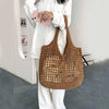 Crochet Tote Hollow Knitted Solid Color Simple Shopping Bag Mssza