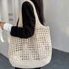 Crochet Tote Hollow Knitted Solid Color Simple Shopping Bag Mssza