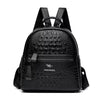Crocodile Pattern Leather Interior Slot Pocket Travel Large Backpack Mssza