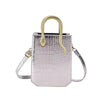 Crocodile Pattern Leather Metal Solid Square Shoulder Handbag Mssza