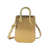 Crocodile Pattern Leather Metal Solid Square Shoulder Handbag Mssza