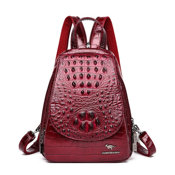 Crocodile Skin Pattern Backpack Shoulder Bag Mssza