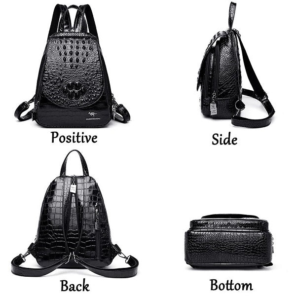Crocodile Skin Pattern Backpack Shoulder Bag Mssza
