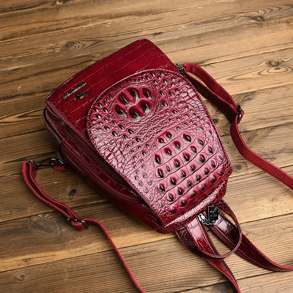 Crocodile Skin Pattern Backpack Shoulder Bag Mssza
