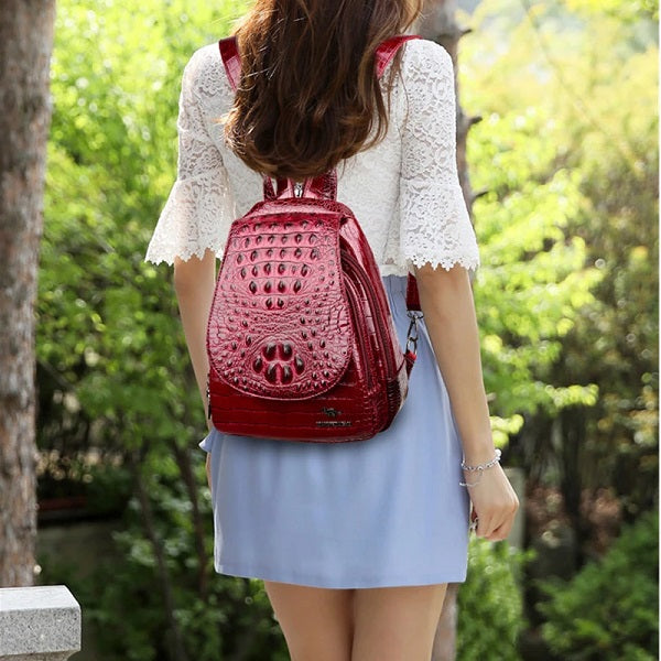 Crocodile Skin Pattern Backpack Shoulder Bag Mssza