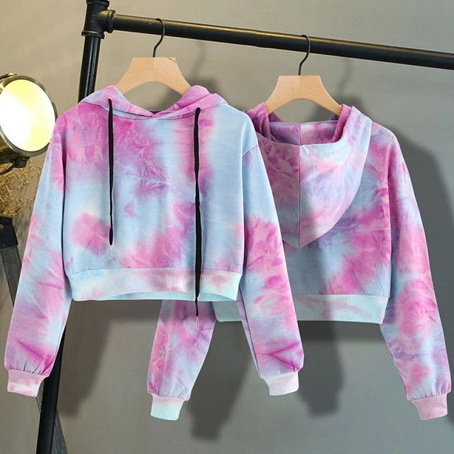 Crop Tie Dye Hoodies Crop Top Hoodie Sweatshirt Crop Top Mssza