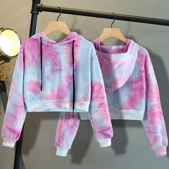 Crop Tie Dye Hoodies Crop Top Hoodie Sweatshirt Crop Top Mssza