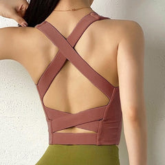 Crop Top Bras Solid Athletic Vest Gym Shirt Sportswear Mssza
